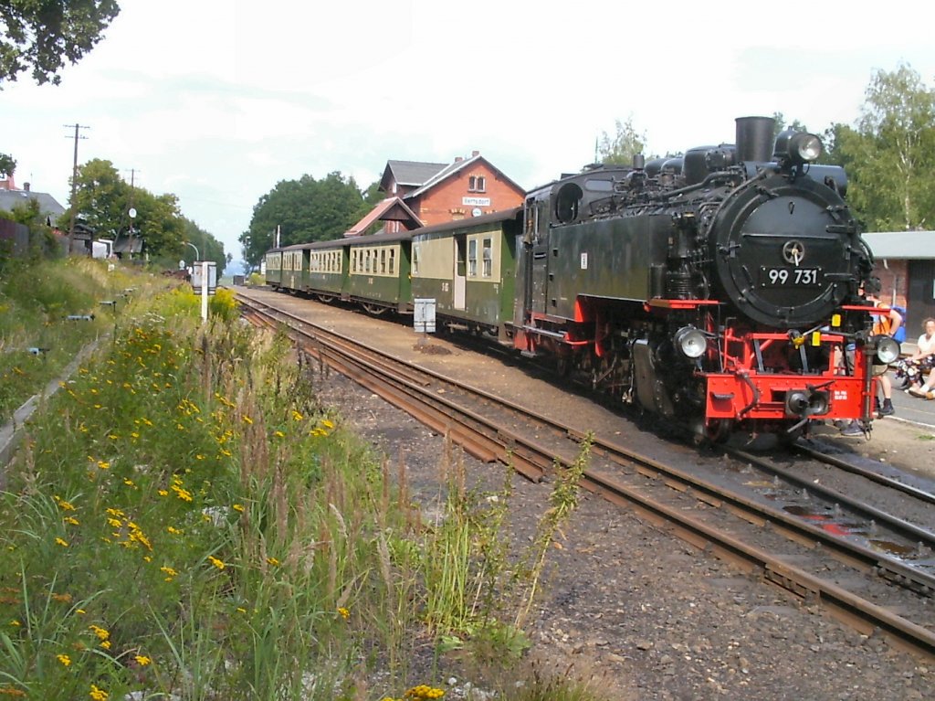 Dampfzug in Bertsdorf, um 2005