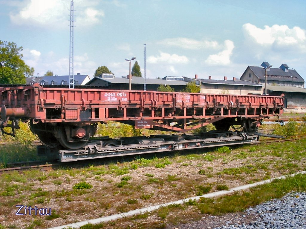 Niederbordwagen auf Rollwagen, Zittau